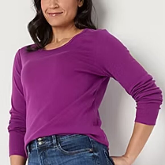 NWT ST JOHN Women’s Long Sleeve T-Shirt, Grape Juice, Large and X-Large - Picture 3 of 11